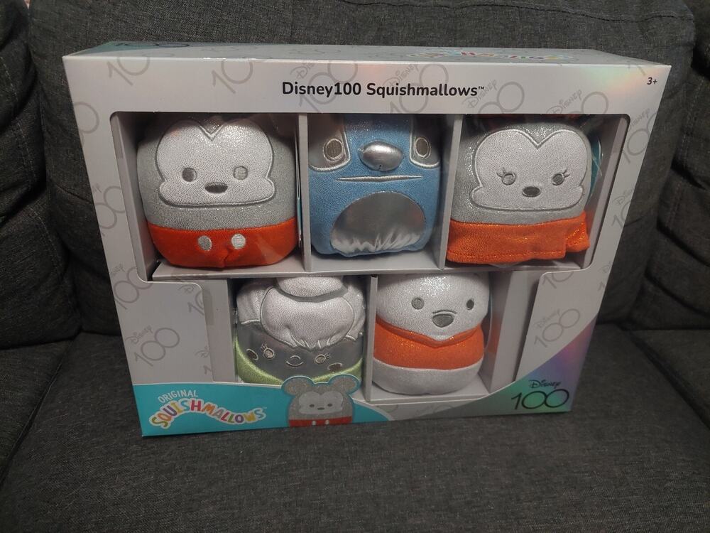 Squishmallows 5" Disney 100th Anniversary 5-Pack, NIB Stitch Tinker Bell Mickey